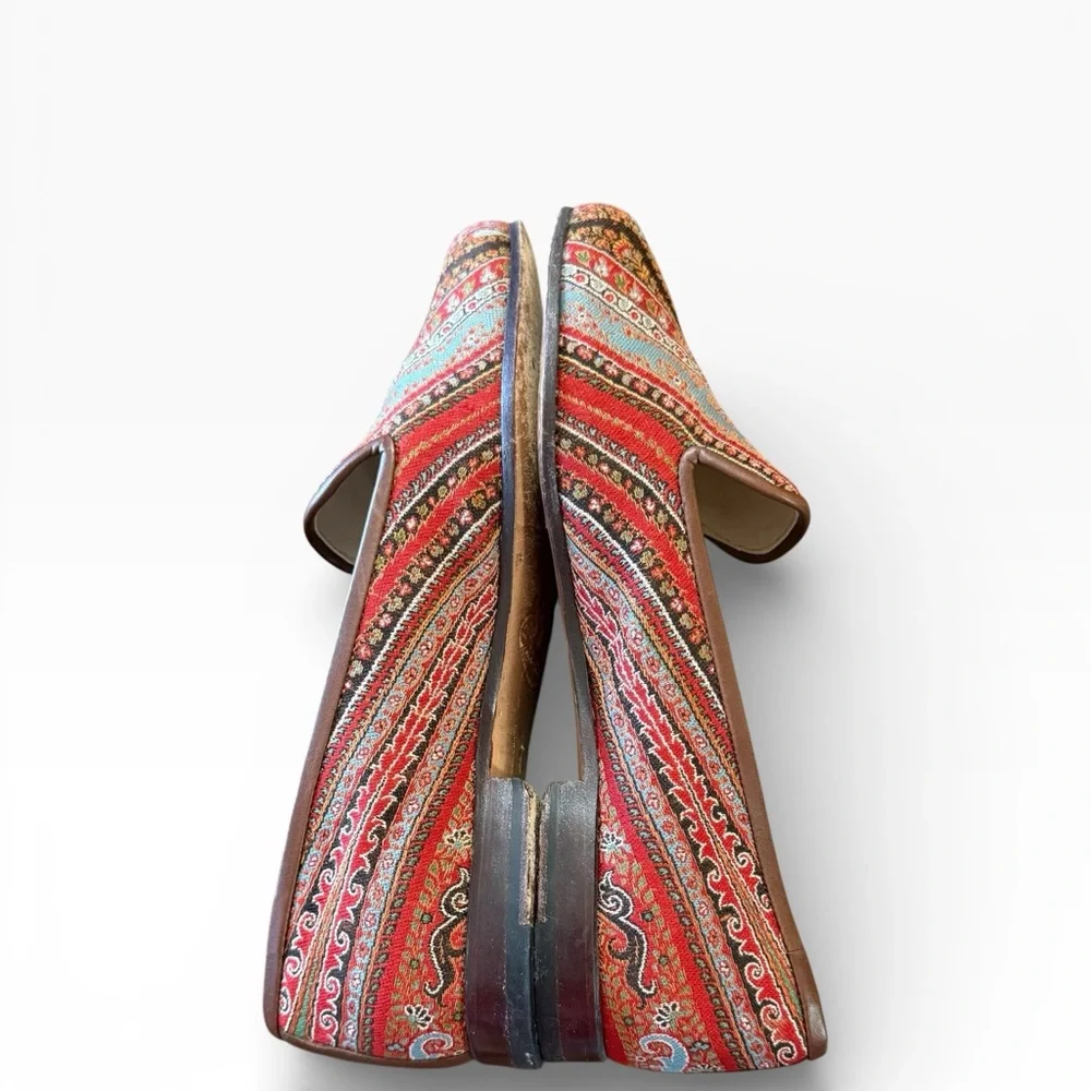 Stubbs & Wooten Paisley Printed Silk Fabric Loafers Size 6